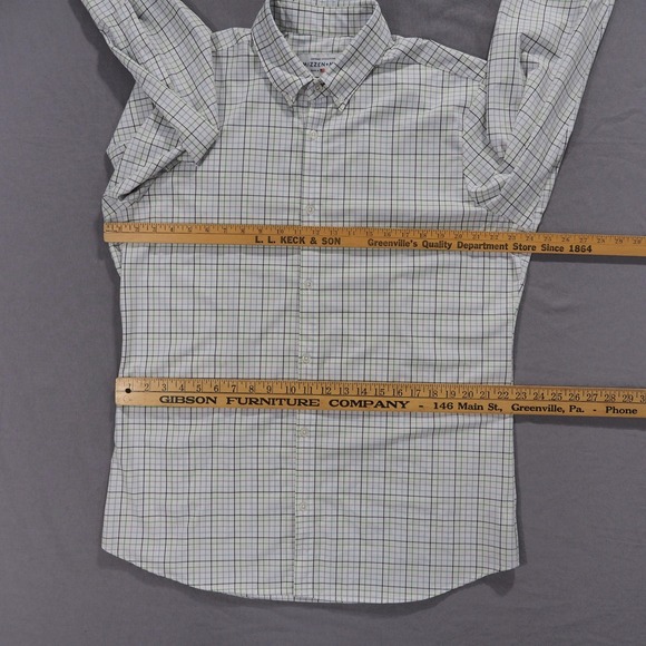 Mizzen Main Shirt Mens XL Trim Fit Blue Green Plaid Leeward Collection USA Made - Picture 8 of 14